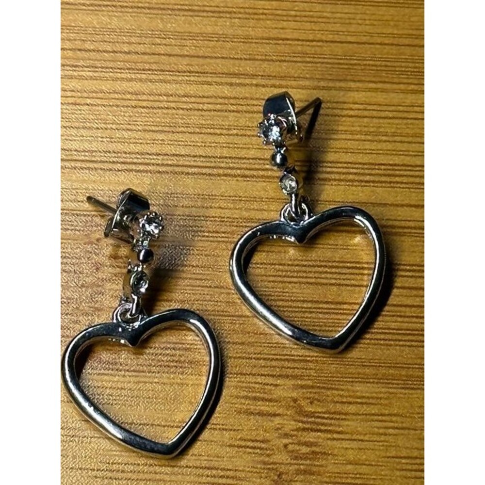gunmetal heart shape drop earrings open cutout design statement jewelry nwt new